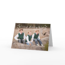 White Warmest Holiday Wishes Photo Wenskaart