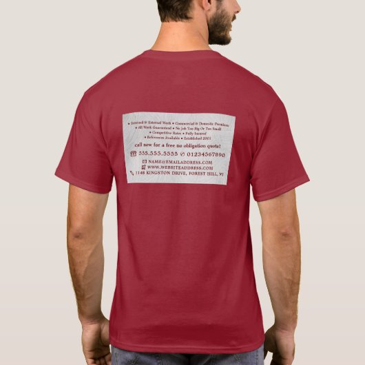 White Wash Paint, Schilder & Decorator Adverteren T-shirt (Achterkant)