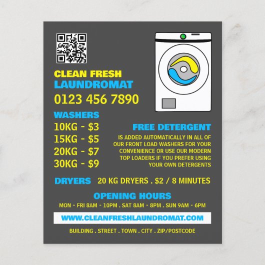 White Washer, Laundromat, Cleaning Service Flyer (Voorkant)