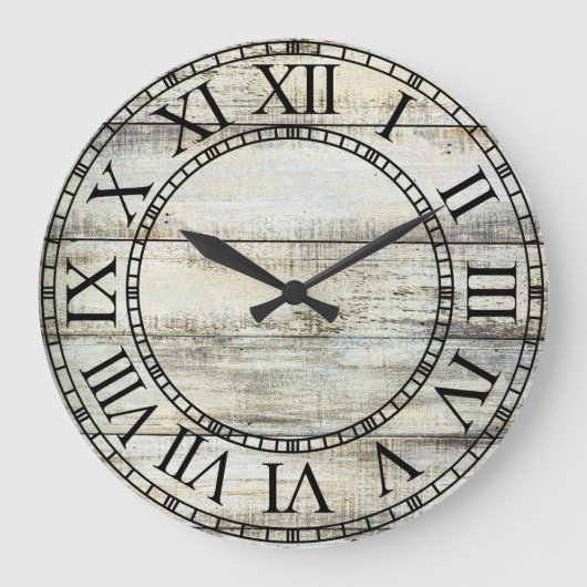 White Washing Barn Wood Wall Grote Klok (Voorkant)