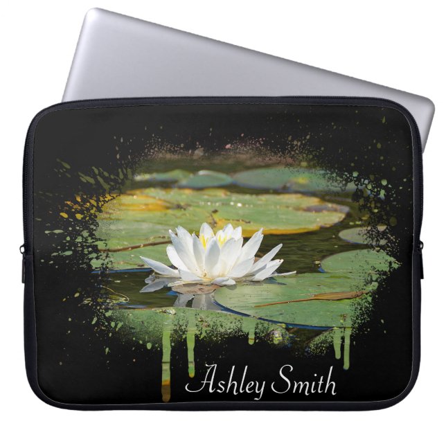 White Water Lily Abstract Laptop Sleeve (Voorkant)