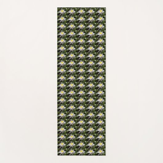 White Water Lily Floral Pattern Yogamat (Voorkant)