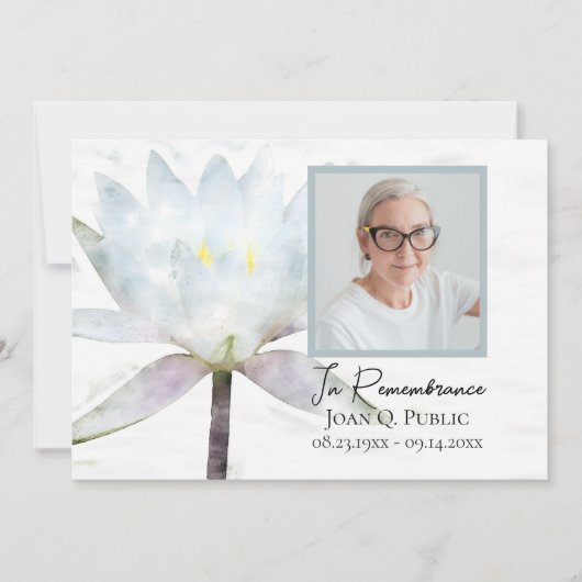 White Water Lily Flower Death Jubileum Memorial Kaart (Voorkant)
