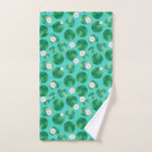 White Water Lily Flowers & Lily Pad Pattern Bad Handdoek (Handdoek)