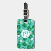 White Water Lily Flowers & Lily Pad Pattern Bagagelabel (Voorkant verticaal)