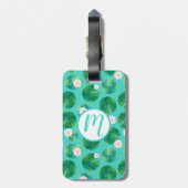 White Water Lily Flowers & Lily Pad Pattern Bagagelabel (Achterkant verticaal)