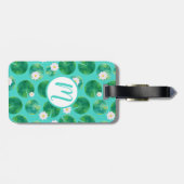 White Water Lily Flowers & Lily Pad Pattern Bagagelabel (Achterkant horizontaal)