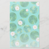 White Water Lily Flowers & Lily Pad Pattern Briefpapier (Voorkant)