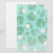 White Water Lily Flowers & Lily Pad Pattern Briefpapier (Voorkant / Achterkant)