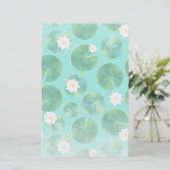 White Water Lily Flowers & Lily Pad Pattern Briefpapier (Staand voorkant)
