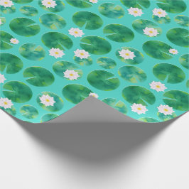 White Water Lily Flowers & Lily Pad Pattern Cadeaupapier