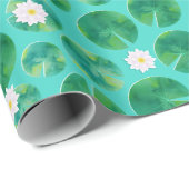 White Water Lily Flowers & Lily Pad Pattern Cadeaupapier (Rol Hoek)