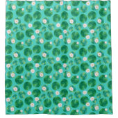 White Water Lily Flowers & Lily Pad Pattern Douchegordijn (Voorkant)