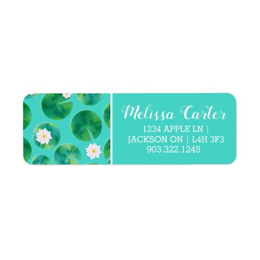 White Water Lily Flowers & Lily Pad Pattern Etiket (Voorkant)