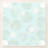 White Water Lily Flowers & Lily Pad Pattern Glazen Onderzetter (Achterkant)