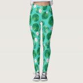 White Water Lily Flowers & Lily Pad Pattern Leggings (Voorkant)
