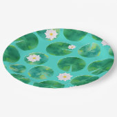 White Water Lily Flowers & Lily Pad Pattern Papieren Bordje (Gekanteld)
