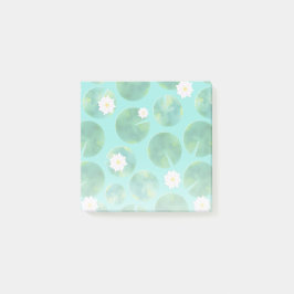 White Water Lily Flowers & Lily Pad Pattern Post-it® Notes