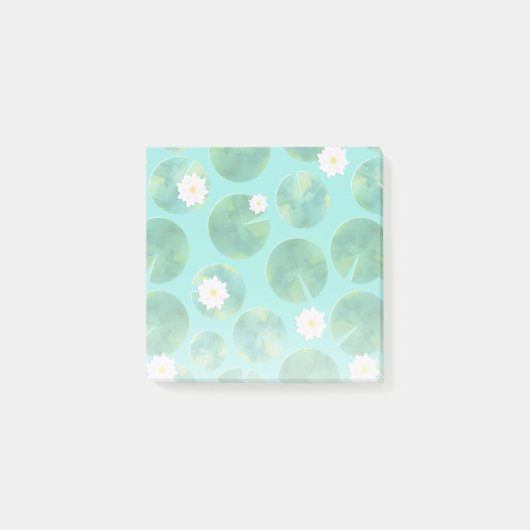 White Water Lily Flowers & Lily Pad Pattern Post-it® Notes (Voorkant)