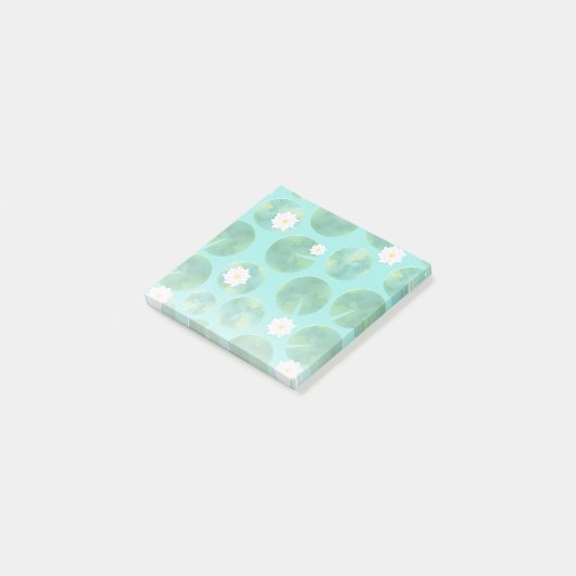 White Water Lily Flowers & Lily Pad Pattern Post-it® Notes (Schuin)