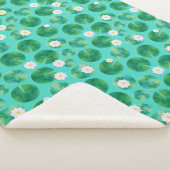 White Water Lily Flowers & Lily Pad Pattern Sherpa Deken (3/4)