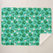 White Water Lily Flowers & Lily Pad Pattern Sherpa Deken (Voorkant (horizontaal))