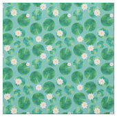 White Water Lily Flowers & Lily Pad Pattern Stof (Swatch)