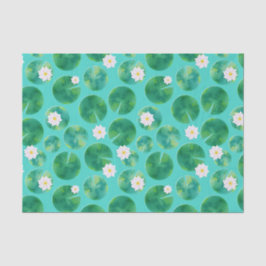 White Water Lily Flowers & Lily Pad Pattern Tissuepapier