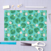 White Water Lily Flowers & Lily Pad Pattern Tissuepapier (Craft)