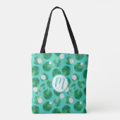 White Water Lily Flowers & Lily Pad Pattern Tote Bag (Achterkant)