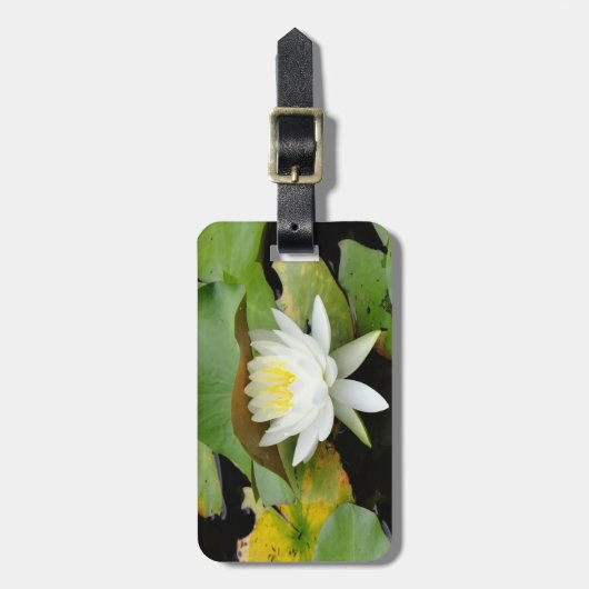 White Water Lily in Full Bloom Bagagelabel (Voorkant verticaal)