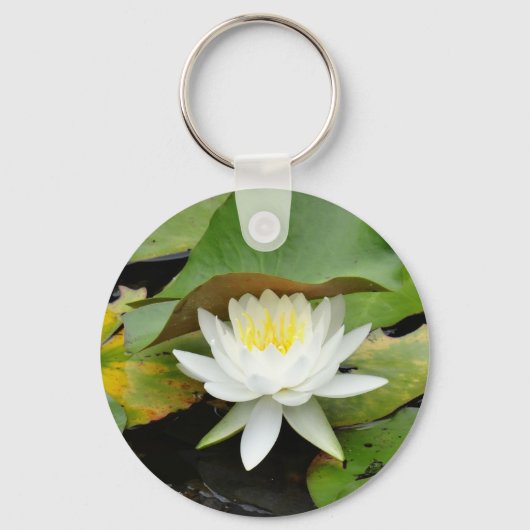 White Water Lily in Full Bloom Sleutelhanger (Voorkant)