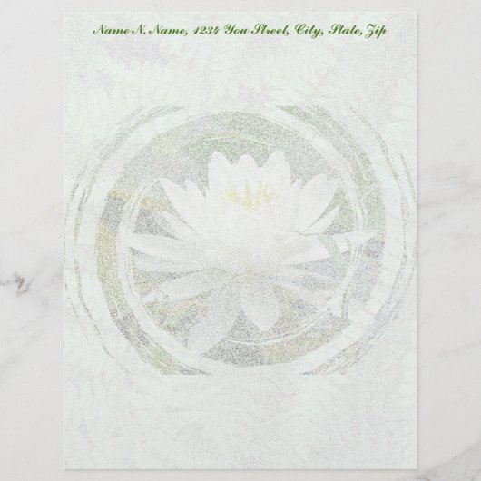 White Water Lily Letterhead Stationery Briefhoofd (Voorkant)