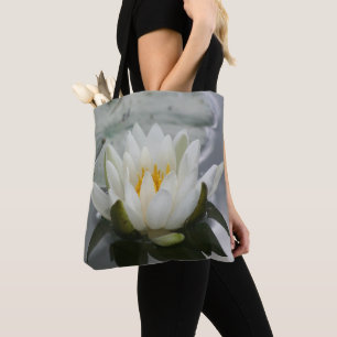 White Water Lily Lotus Blossom Flower Tote Bag