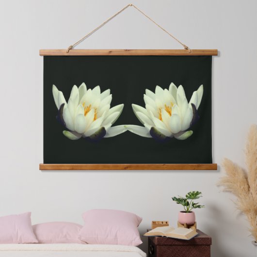 White Water Lily Lotus Flower Twins Hangend Wandkleed (Slaapkamer)