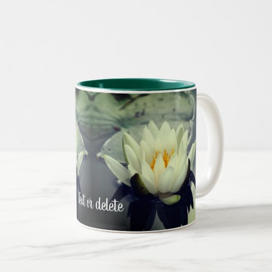 White Water Lily Lotus Personalized Tweekleurige Koffiemok (Voorkant rechts)
