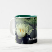 White Water Lily Lotus Personalized Tweekleurige Koffiemok (Voorkant links)
