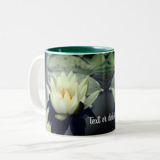 White Water Lily Lotus Personalized Tweekleurige Koffiemok (Voorkant links)