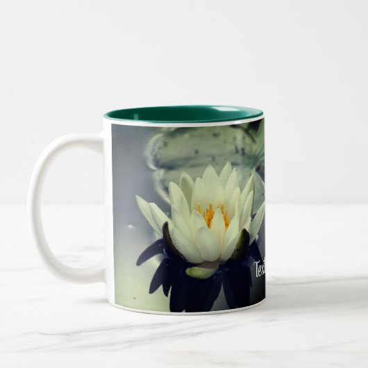 White Water Lily Lotus Personalized Tweekleurige Koffiemok (Links)