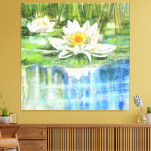 White Water Lily Nymphaea alba - Origineel schilde Canvas Afdruk (Insitu (Woonkamer))