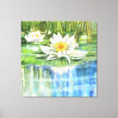 White Water Lily Nymphaea alba - Origineel schilde Canvas Afdruk (Voorkant)