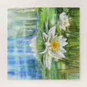 White Water Lily Nymphaea alba - Origineel schilde Legpuzzel (Horizontaal)
