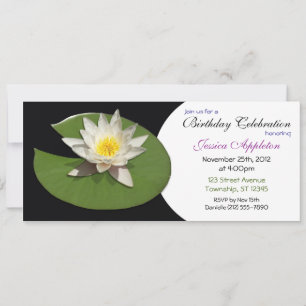 White Water Lily Pad Birthday Invitation Kaart