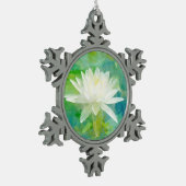 White Water Lily Tin Sneeuwvlok Ornament (Links)