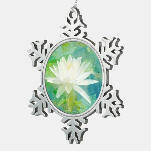 White Water Lily Tin Sneeuwvlok Ornament (Rechts)