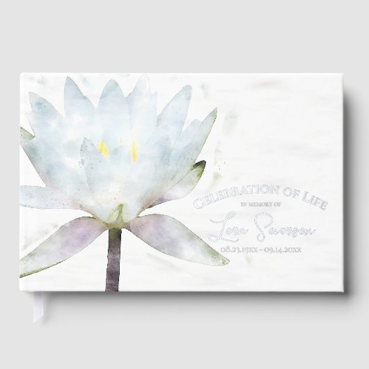 White Water Lily viering van het leven begrafenis Gastenboek (Voorkant)