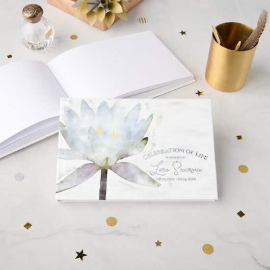 White Water Lily viering van het leven begrafenis Gastenboek (Voorkant open)