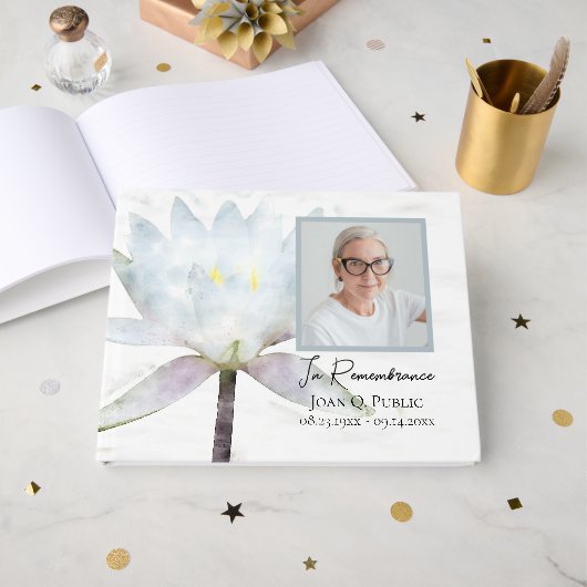 White Water Lily viering van het leven begrafenis Gastenboek (Voorkant open)