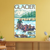 White Water Rafting - Glacier National Park, MT Canvas Afdruk (Insitu (Woonkamer))