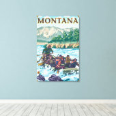 White Water Rafting - Montana Canvas Afdruk (Insitu (Houten vloer))